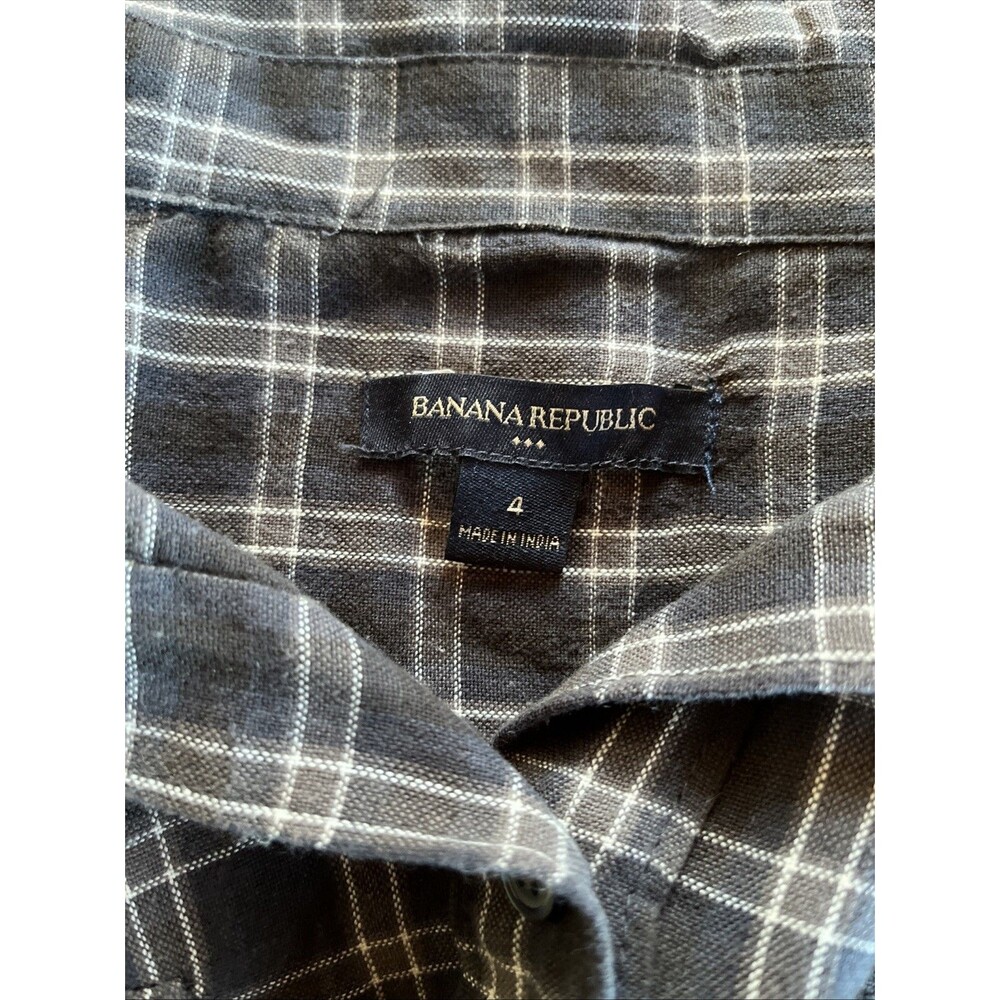 Banana Republic Plaid Dress Womens 4 Charcoal Grey Classic Preppy Mini - Picture 6 of 7